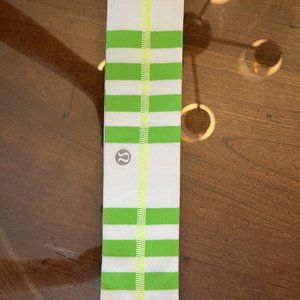lululemon White and Green Striped Headband